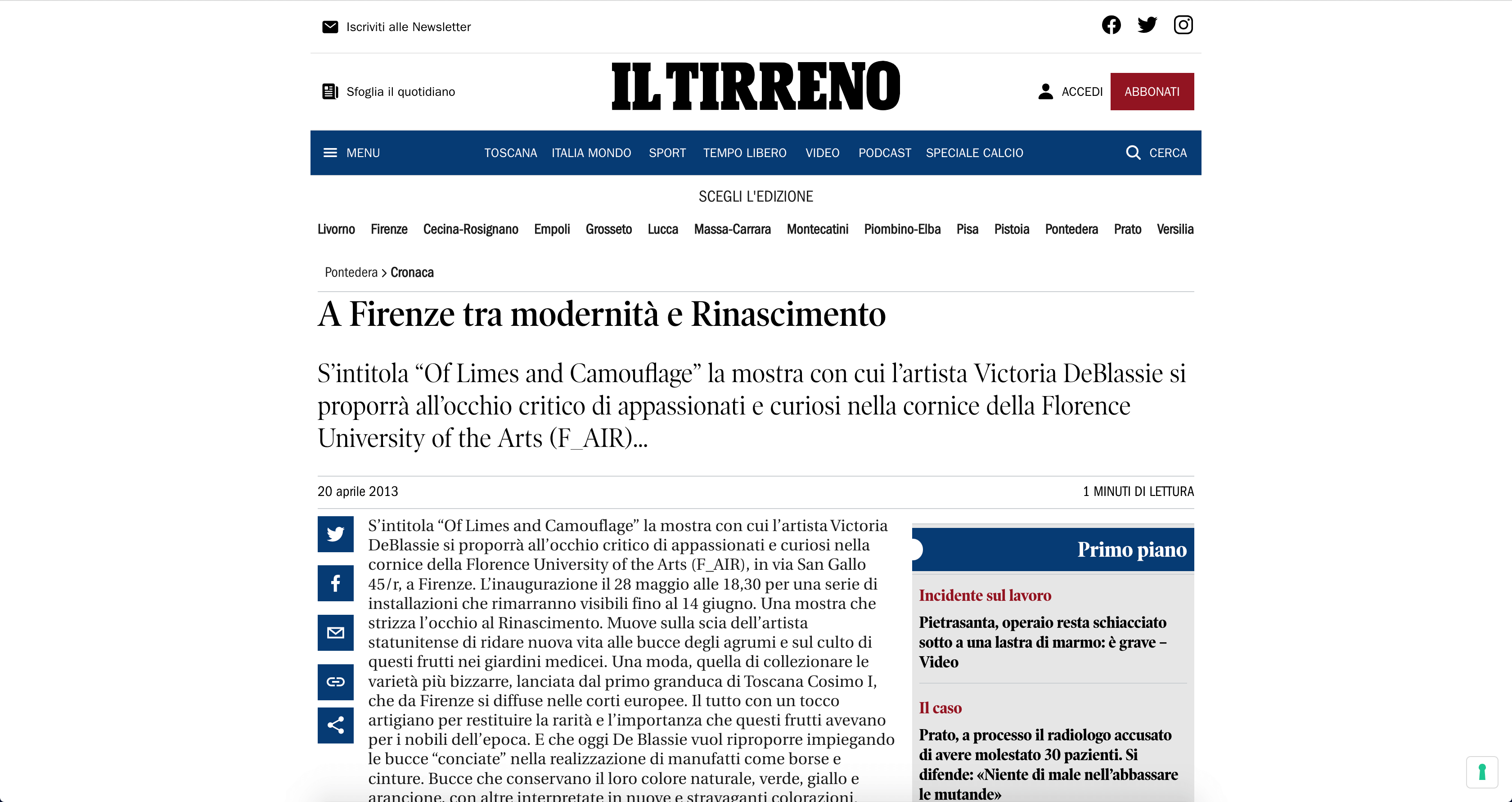 intervista a Victoria DeBlassie
Victoria DeBlassie. Mostra personnale "Viscosità spagiriche" presso la galleria d'arte art studio Finestreria